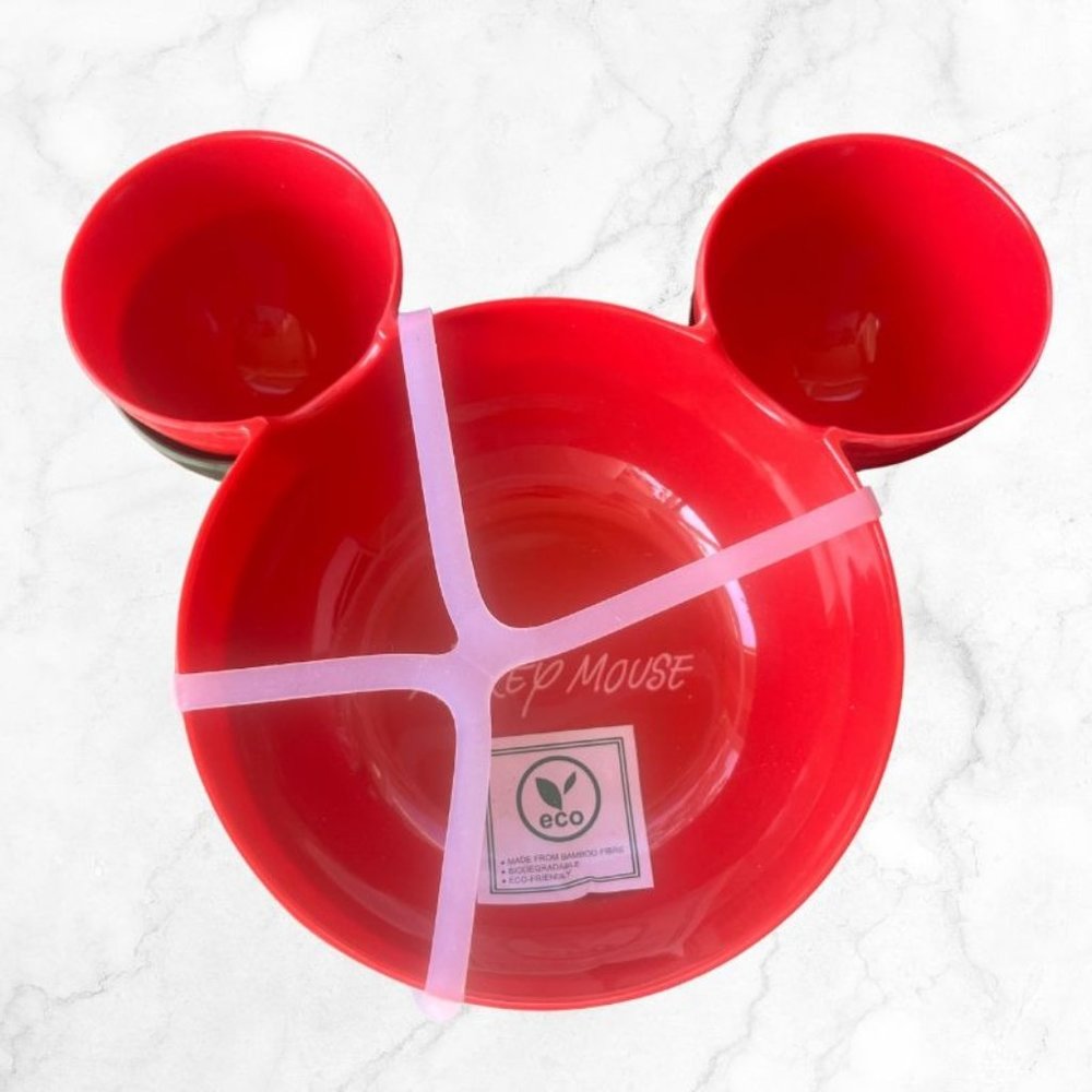 Mickey Mouse Cereal Bowls Red Green Holiday